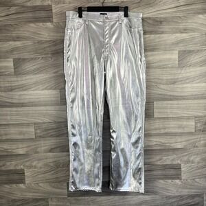 Scoop Pants Women's 16 Metallic Silver Stovepipe High-Rise Straight Leg Festival